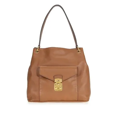 Miu Miu By Prada Brown Pebbled Leather Vitello Phenix Hobo $1695 • $403.75