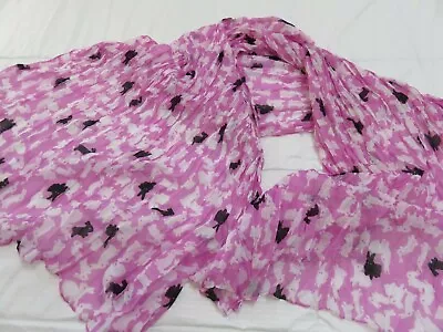 Pretty Black & White All Over Bunny Rabbit / Hare Print On A Pink Xl Scarf Shawl • £4.99