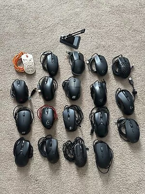 19 Wired Gaming Mouse Lot With Cord Bungee From Zowie To Logitech To Finalmouse • $170