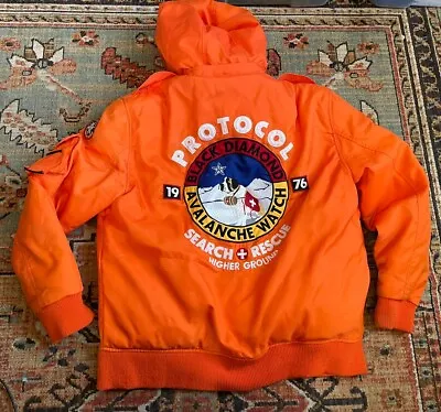 Vintage Protocol Down Jacket 3XL Search And Rescue Embroidered Patches Orange • $42.50