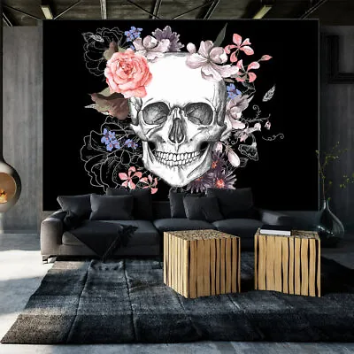 SKULL FLOWERS Photo Wallpaper Wall Mural Non-Woven/Self-Adhesive N-B-0029-a-a • £26.99