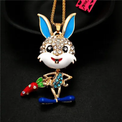 Betsey Johnson Cartoon Bugs Bunny Rabbit 3D Gold Pendant Necklace Free Gift Bag • $35.99