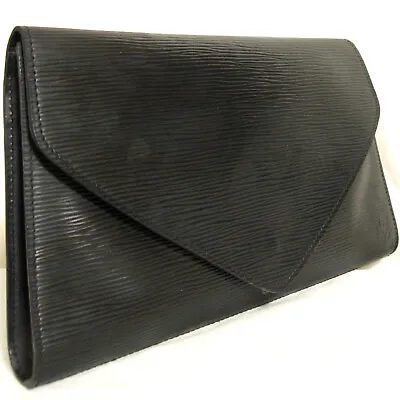 Auth VTG LOUIS VUITTON Black Epi Pochette Arts Deco Clutch Bag Purse M52632 882V • $198