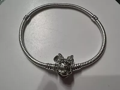 Minnie Mouse .925 ALE Sterling Silver 7  Slide Bracelet • $19