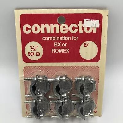 Vintage Connector Combination BX Or Romex 1/2  Box KO 6 Pc NOS • $13.99