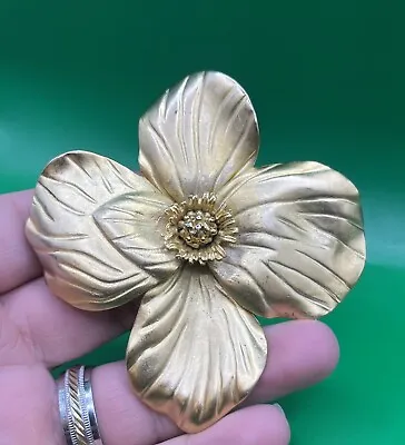 Vintage Massive Erwin Pearl Gold Tone Flower Pin Brooch  • $42.49
