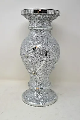 £22.99 • Buy Silver & White Vase Statue Sparkle Ornament Bling Crushed Diamond Gift