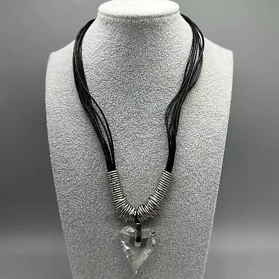 Heart Crystal Pendant Necklace Black Multi Strand Cord Statement Jewelry B-JWLD • $16.99