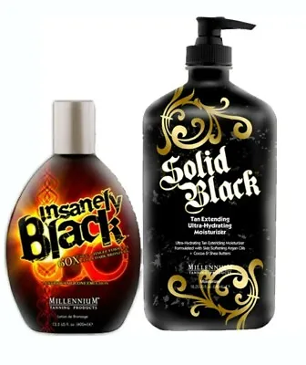 INSANELY BLACK Hot Tingle 60X Dark Tanning + SOLID BLACK TAN EXTENDER Millennium • $48.95