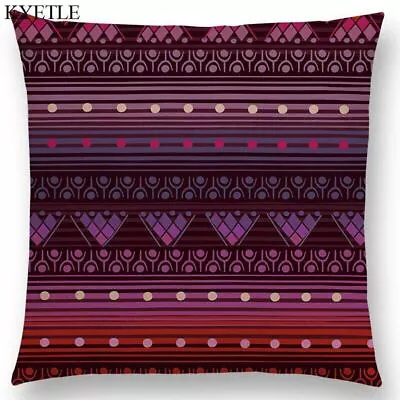 Boho Geometric Pattern National Style Exotic Striped Paisley Cushion Cover  • £3.26