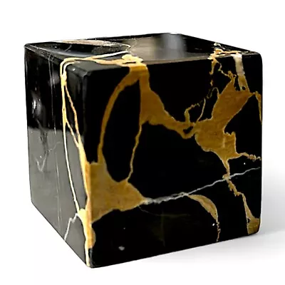 Cube IN Marble Black Portoro Sculpture Table Art House Decor Design • $28.14