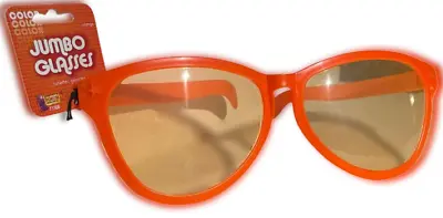 $8.99 • Buy JUMBO ORANGE EYE FRAME GLASSES BIG Lenses Clown Nerd Funny Giant Joke Sunglasses