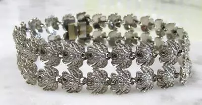 Vintage Sterling Silver 8.25  Double Row Marcasite Link Bracelet 31.7g ~11-A1583 • $54.99