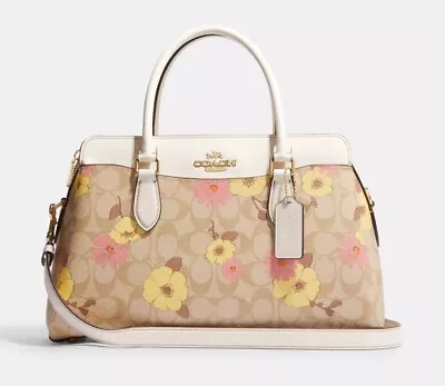 Coach Darcie Carryall In Signature Canvas Leather With Floral Cluster Print NWT • $241.25