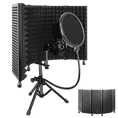 Studio Recording Microphone Isolation Shield With Pop Filter And Tripod Stand... • $51.15