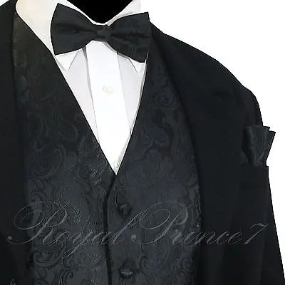 NEW Men's PAISLEY Design Dress Vest And Bow Tie & Hankie Set For Suit Or Tuxedo • $25.35