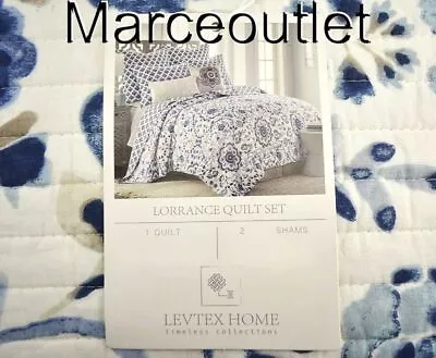Levtex Home Lorrance Reversible KING Quilt & Pillowshams Set Blue • $29.99