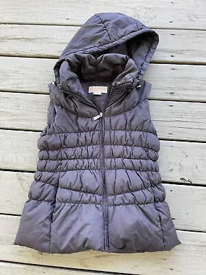 Michael Kors Women's Small Down Filled Black Puffer Vest Full Zip Hooded • $16.15