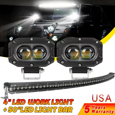 Roof 50inch LED Light Bar Slim Curved Flood Spot Combo Truck Driving Offroad SUV • $165.99