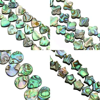 6x Green Abalone Shell Mother Of Pearl Beads Double Sided For Jewllery Making  • £7.86