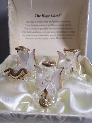 Music Box 3 Glass/Gold Angels  The Wind Beneath My Wings  HOPE FAITH And LOVE • $15