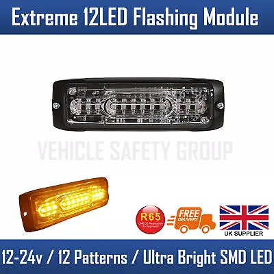 High Intensity Slim 12 LED Strobe Flashing Warning Light Module Car Van 12/24V • $34.19