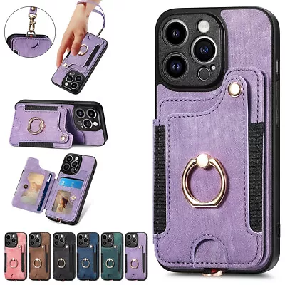 For IPhone 15 14 13 12 11 Pro Max XR XS 8 7 Flip Leather Wallet Case Ring Cover • $15.49