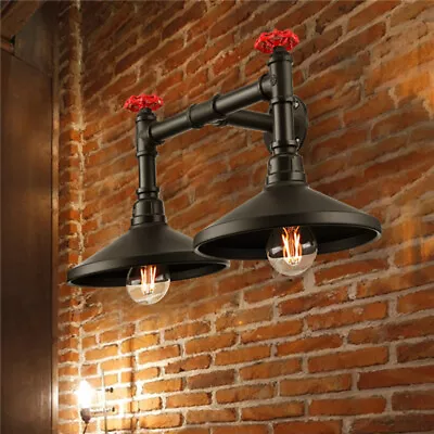 Industrial Water Pipe Wall Light Sconce Antique Iron Retro Steampunk Wall Lamp • $69.90