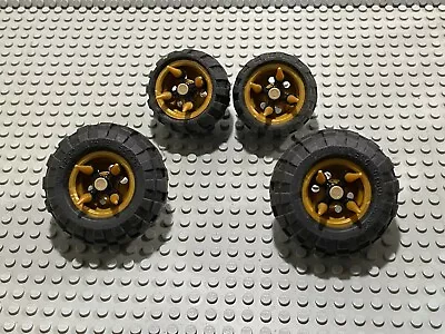 Lego Technic Rims & Tyres Tire In Gold Wheels X4 • $10