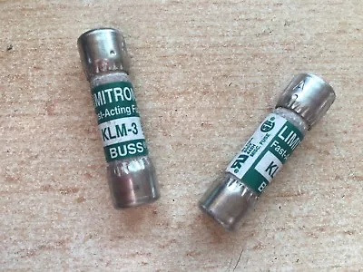 Bussmann KLM-3    3 Amp (3A)  600V  Fast Acting Midget Fuses   2 PIECES    Z54 • £3.95