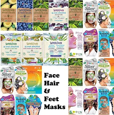 7th Heaven Superfood Clay Mud Peel-off Sheet Face Hair & Feet Masks Choose Mask • £2.20