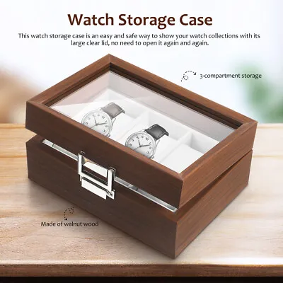 3/6/10 Grids Wooden Watch Case Travel Storage Box Jewelry Organizer Holder Gifts • £11.59