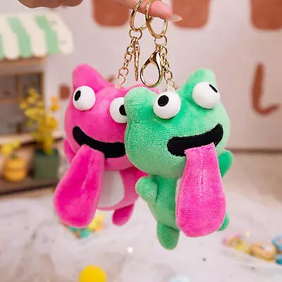 Cute Plush Frog Keyring Keychain Magnetic Tongue Frog Keychain School Bag Charm • $10