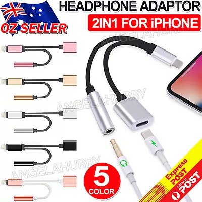 NEW 2in1 Headphone Adaptor Dual 3.5mm Splitter Charge For IPhone XS 8 7 Plus IOS • $6.33