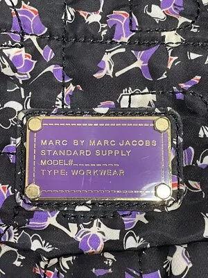 Marc By Marc Jacobs Standard Supply Black Purple Floral Quilted Nylon Tote Bag • $40