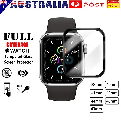 $4.99 • Buy For Apple Watch Series 8 7 44mm 45mm Full Cover Tempered Glass Screen Protector