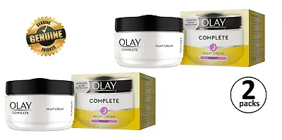 2x Olay Complete Care Moisturiser Night Cream 3-in-1 Anti-ageing Pro-V B5 50ml • £27.77