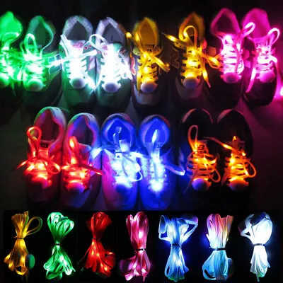 £6.83 • Buy LED Light Up Shoe Laces Luminous Flashing Shoestrings Color Glow Nylon Shoelace