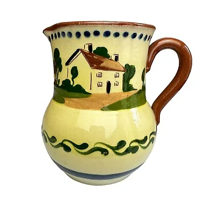 Vintage Motto Ware Pottery Milk Jug Made In England Landscape Cottage Vase • $21.99