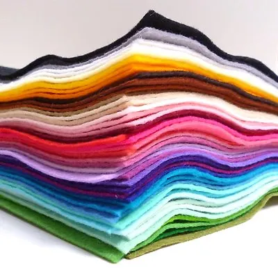 12  Premium Wool Blend Felt SQUARE 40% Wool 60 Colours To Choose From PER SQUARE • £1.15
