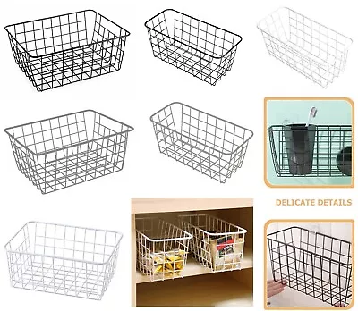 Storage Basket Metal Wire Multi Use Freezer Organizer Bathroom Kitchen Cabinet • £6.45