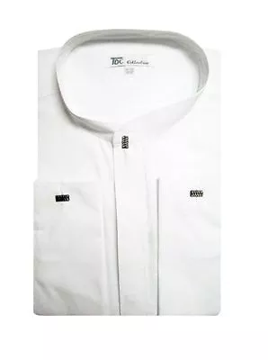 Men's  Hidden Button French Cuff Mandarin Collar/Collarless Dress Shirt SG01NF • $18.95