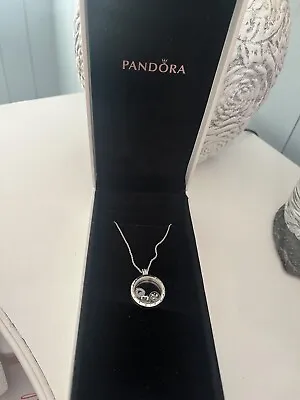 $161.38 • Buy Genuine Pandora Floating Locket Necklace With 3 Charms-Including Box