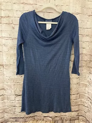 Michael Stars Maternity Dress Womens Size 0 Blue Knit A Line Long Sleeve Stretch • $18.04