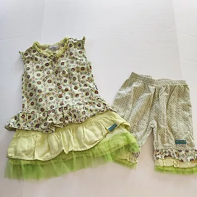 Naartjie Outfit 18-24 / 2T Dress And Pants Capris Green • $25