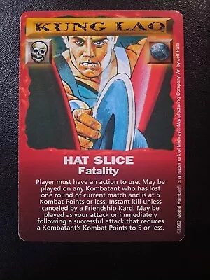 Mortal Kombat Kard Game TCG 1992 Kung Lao Hat Slice Fatality MP Card Game • $0.99