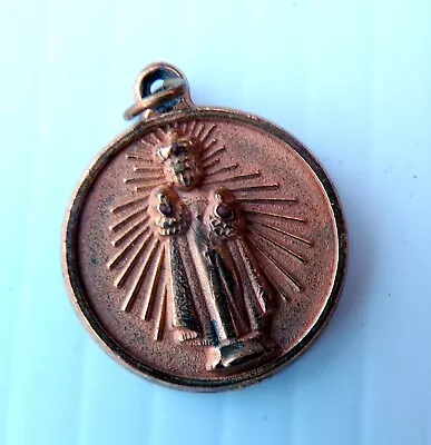 Antique Brass Miraculous Medal-Infant Jesus Of Prague-Catholic Protection Amulet • $14