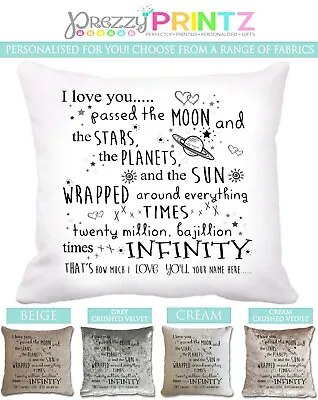 Personalised Cushion I Love You Wedding Anniversary Love Gift Valentines Day • £18.99