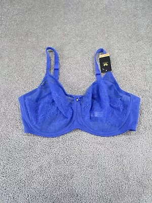 Wacoal Bra 40Dd Blue Lace Unlined Sheer Underwire NEW • $29.99