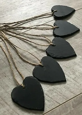 Handmade Natural Slate Heart Mini Chalkboard Name Tags Wedding Favours 6cm • £126